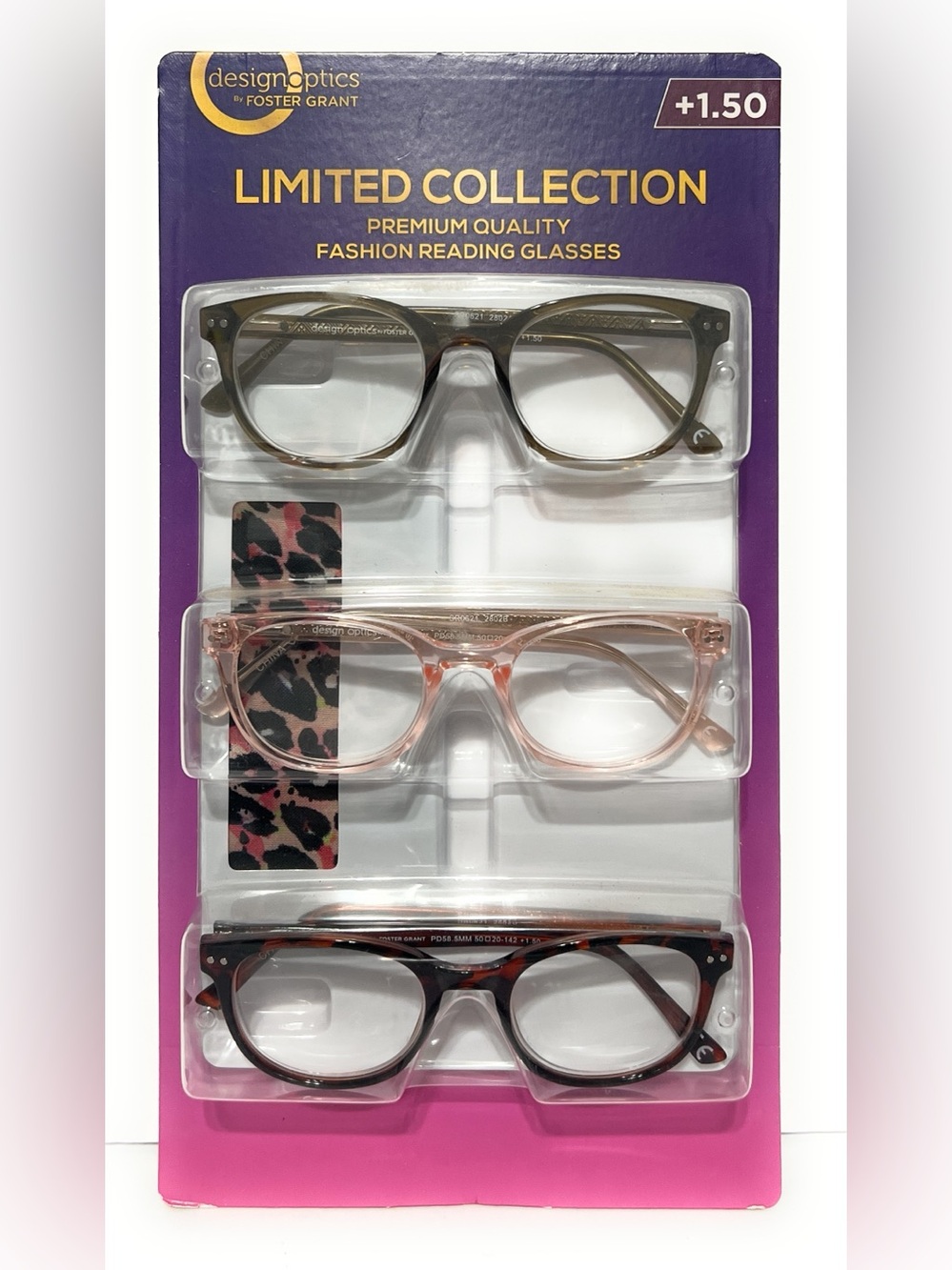 Design Optics by Foster Grant Trendy Round Plastic Reading Glasses, 3-Pack +1.50
